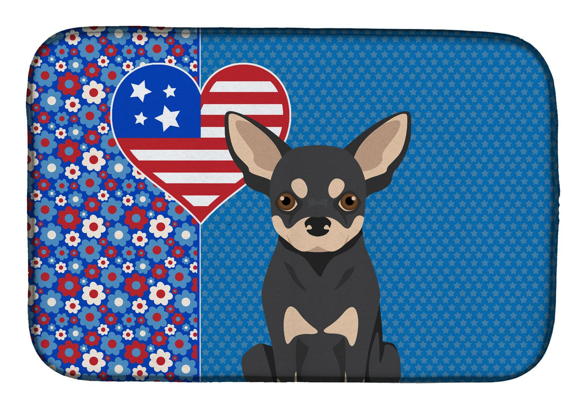 Black and Cream Chihuahua USA Dish-Drying Mat