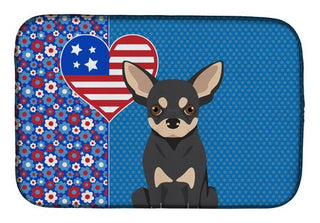 Black and Cream Chihuahua USA Dish-Drying Mat