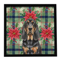 Black and Tan Bloodhound Christmas Poinsettias Wall Art - Ready to Hang