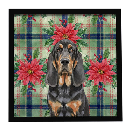 Black and Tan Bloodhound Christmas Poinsettias Wall Art - Ready to Hang