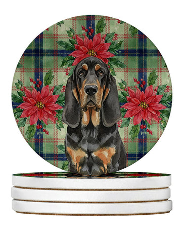 Bloodhound Christmas Poinsettia Coaster Set