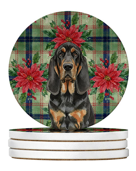 Bloodhound Christmas Poinsettia Coaster Set