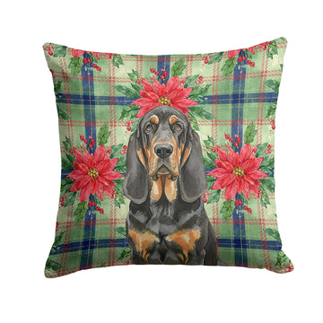 Black and Tan Bloodhound Christmas Poinsettia Pillow