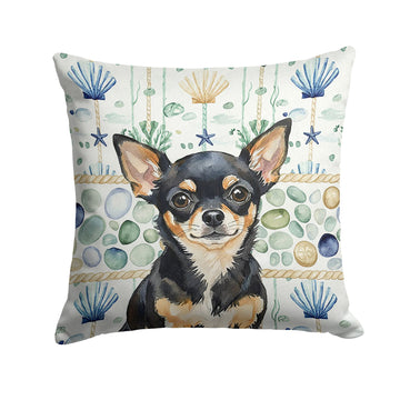 Black and Tan Chihuahua Coastal Sea Glass Pillow