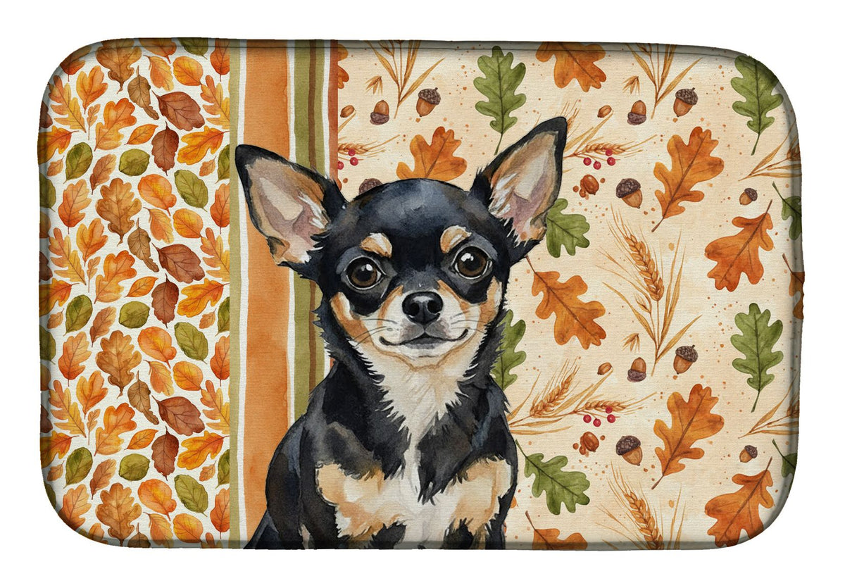 Black and Tan Chihuahua Thanksgiving Dish Drying Mat