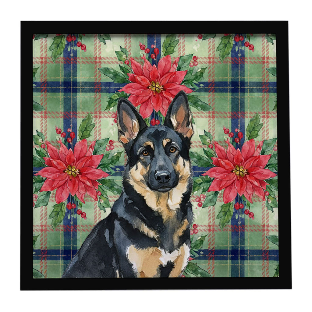 German Shepherd Poinsettia Christmas Wall Art