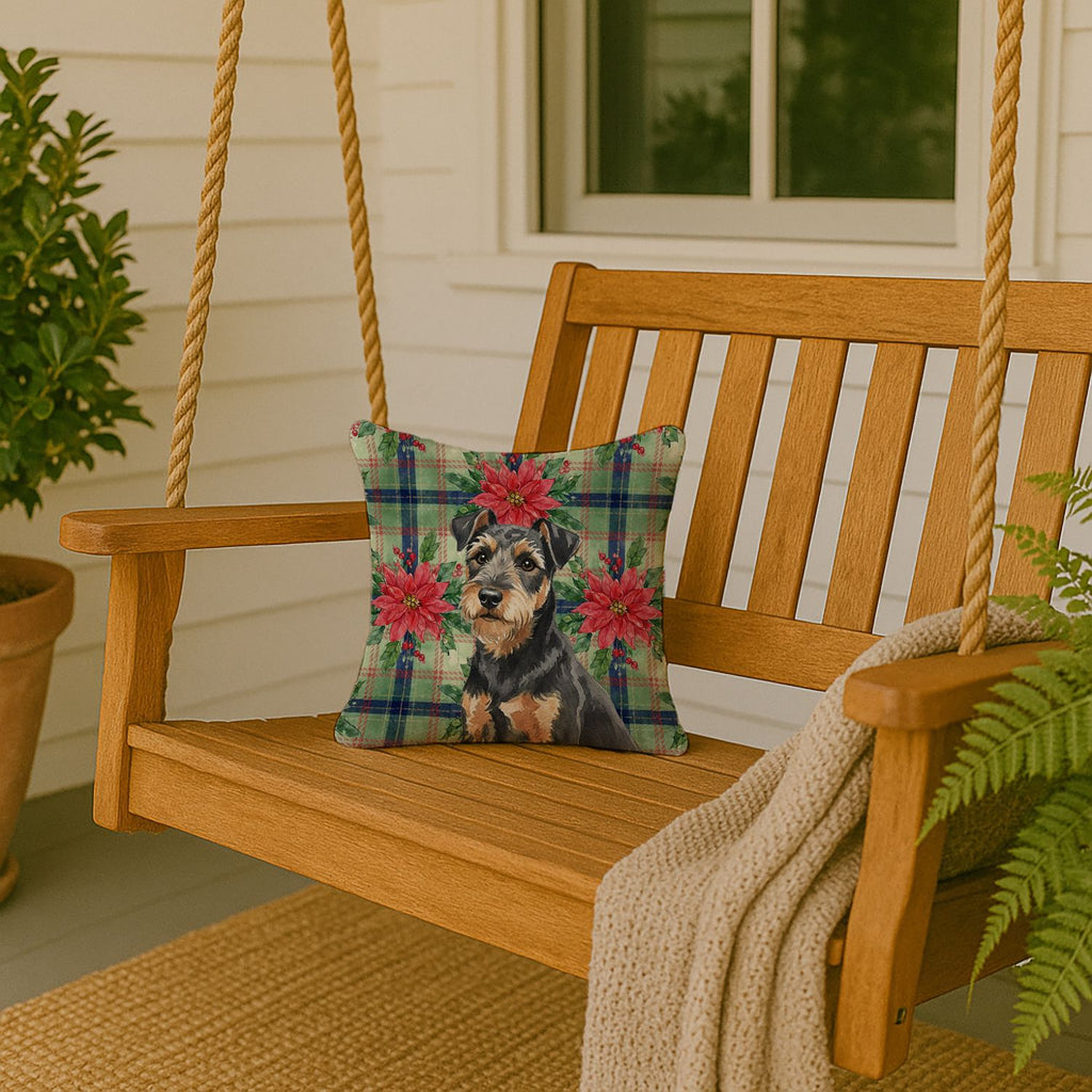Lakeland Terrier Christmas Poinsettia Indoor-Outdoor Accent Pillow