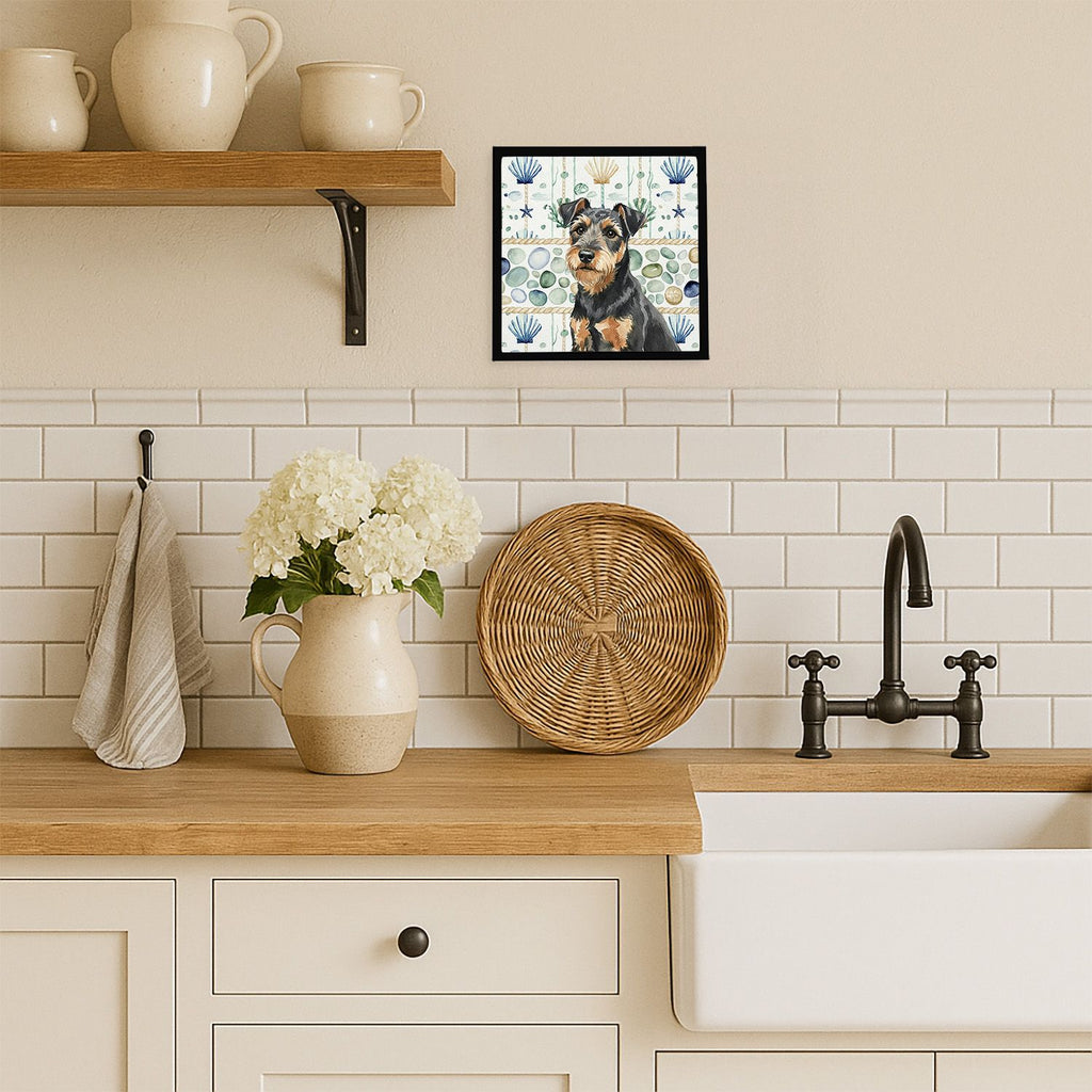 Lakeland Terrier Coastal Sea Glass Framed Wall Art