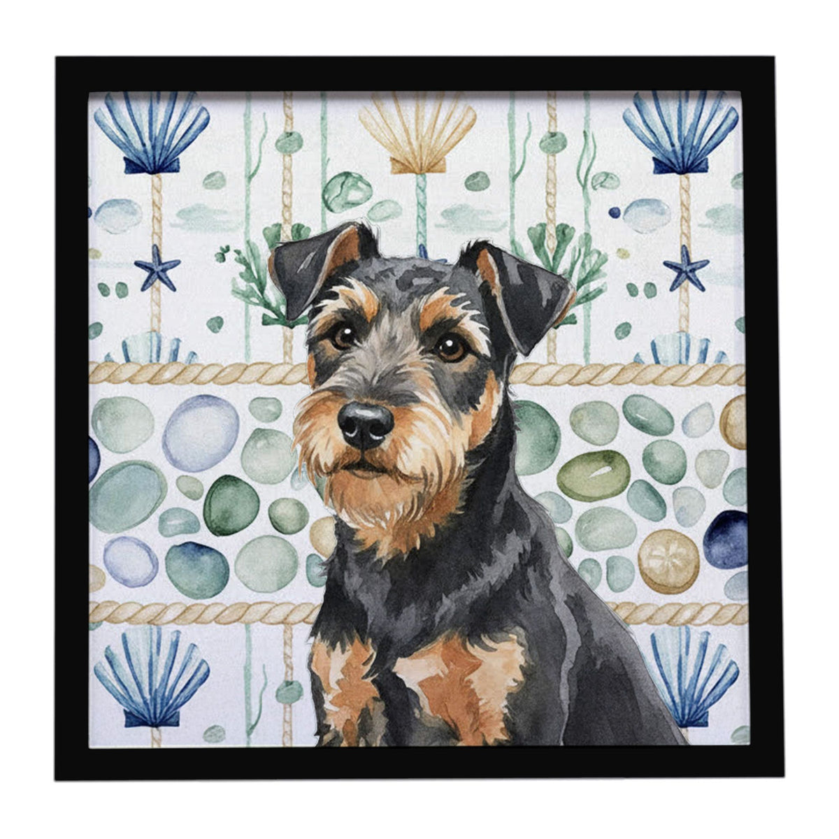 Lakeland Terrier Coastal Sea Glass Framed Wall Art