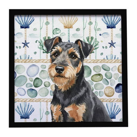 Lakeland Terrier Coastal Sea Glass Framed Wall Art