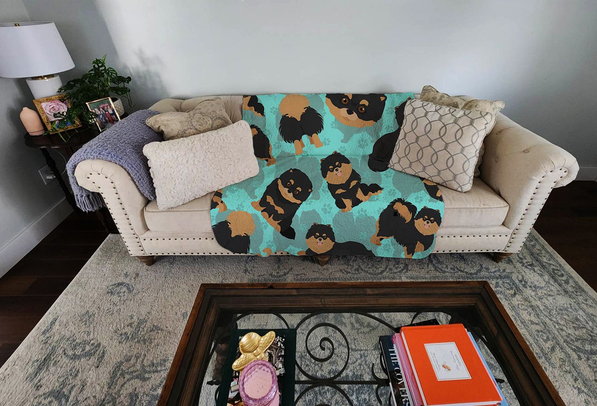 Black and Tan Pomeranian Quilted Throw