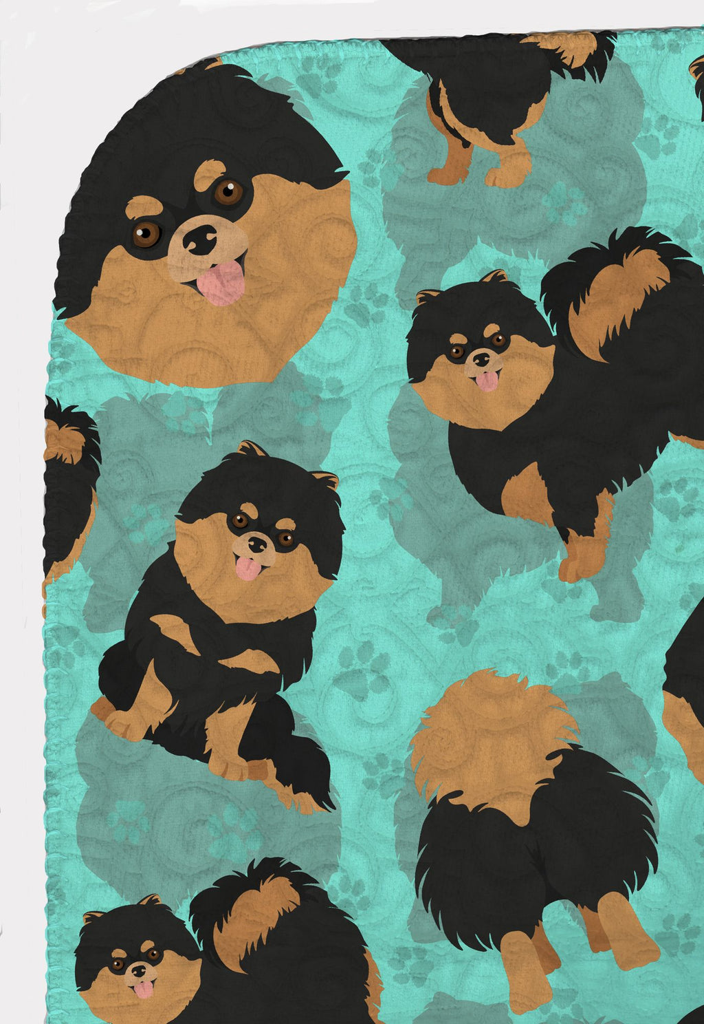 Black and Tan Pomeranian Quilted Throw