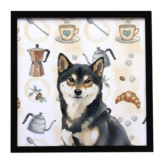 Black and Tan Shiba Inu Coffee Bar Wall Art