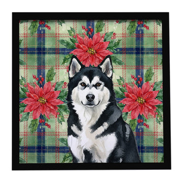 Alaskan Malamute Christmas Poinsettia Wall Art