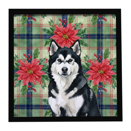Alaskan Malamute Christmas Poinsettia Wall Art