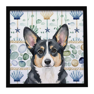 Cardigan Welsh Corgi Coastal Sea Glass Wall Art