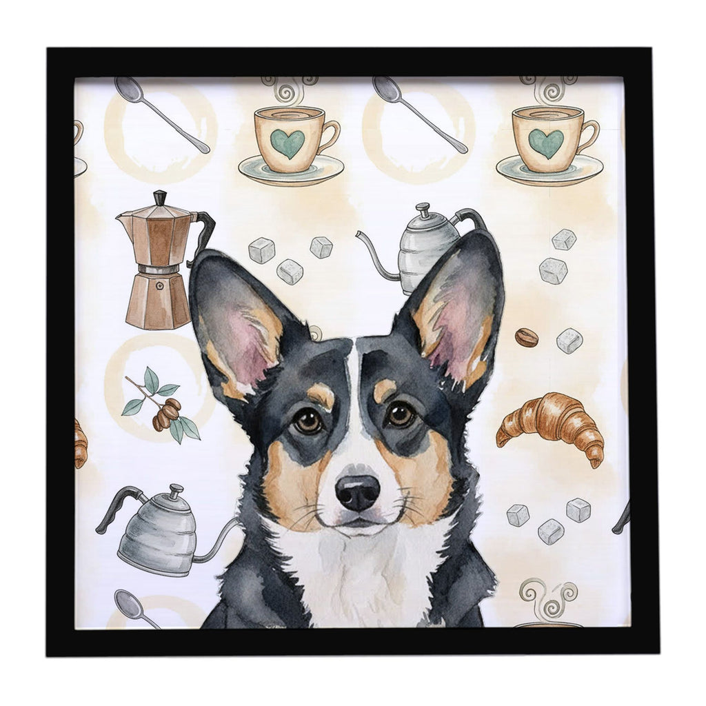 Cardigan Welsh Corgi Coffee Bar Framed Art