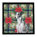 Black-and-White Greyhound Christmas Poinsettia Wall Art