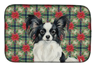Papillon Christmas Poinsettias Dish Drying Mat