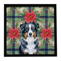 Australian Shepherd Christmas Poinsettia Wall Art