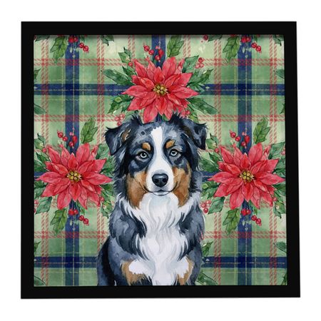 Australian Shepherd Christmas Poinsettia Wall Art