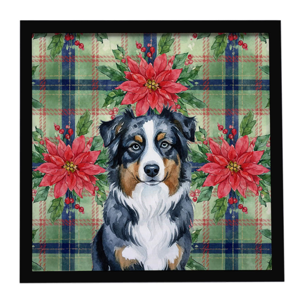Australian Shepherd Christmas Poinsettia Wall Art