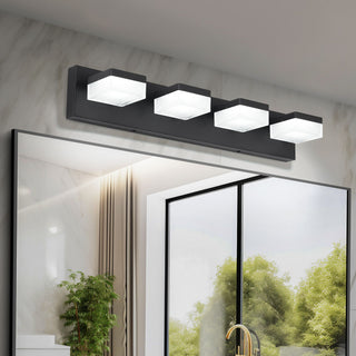 Modern Matte Black Four-Light LED Vanity Fixture
