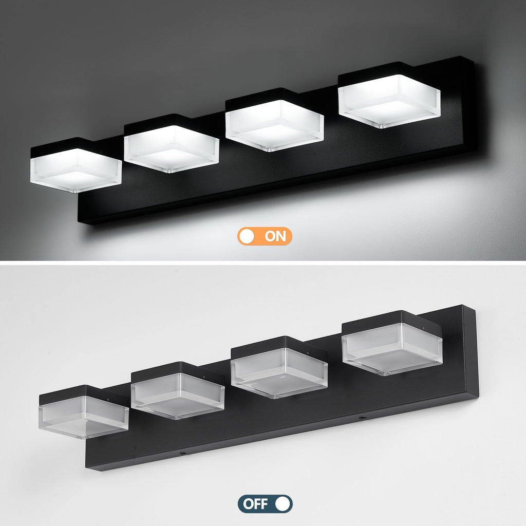 Modern Matte Black Four-Light LED Vanity Fixture