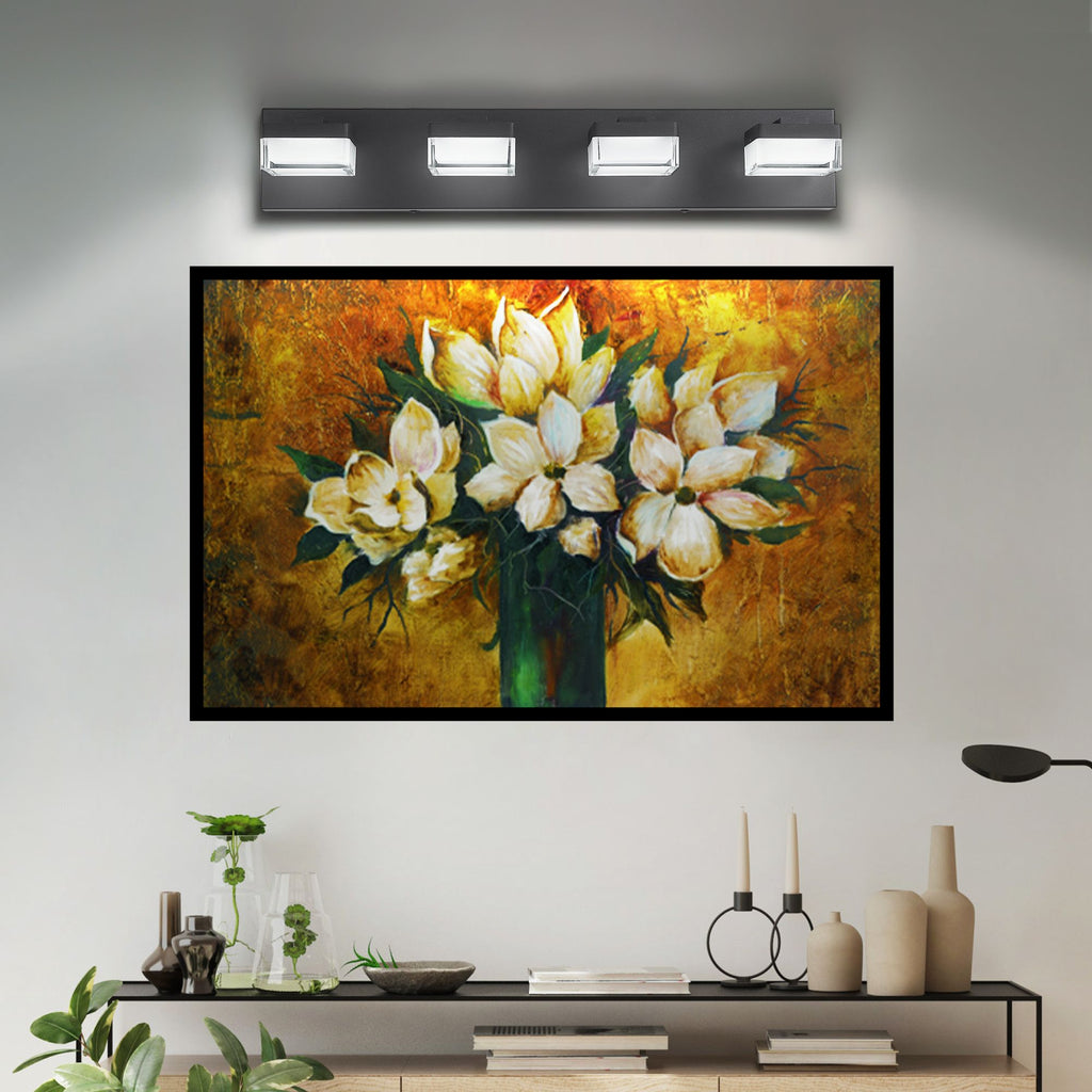 Modern Matte Black Four-Light LED Vanity Fixture