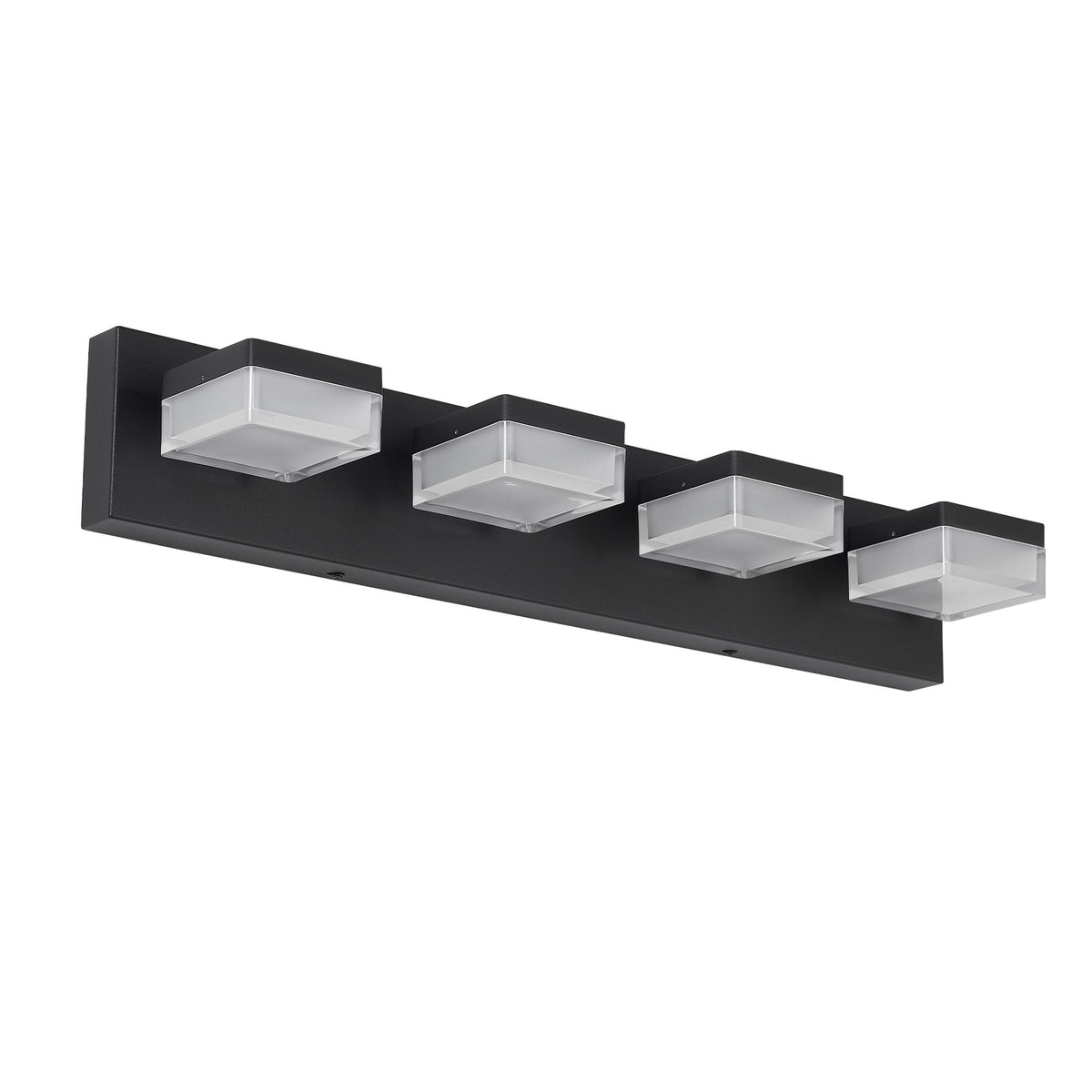 Modern Matte Black Four-Light LED Vanity Fixture