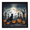 Spooky Black Cat Halloween Framed Wall Art