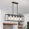 Black Rectangular Chandelier with Clear Shades