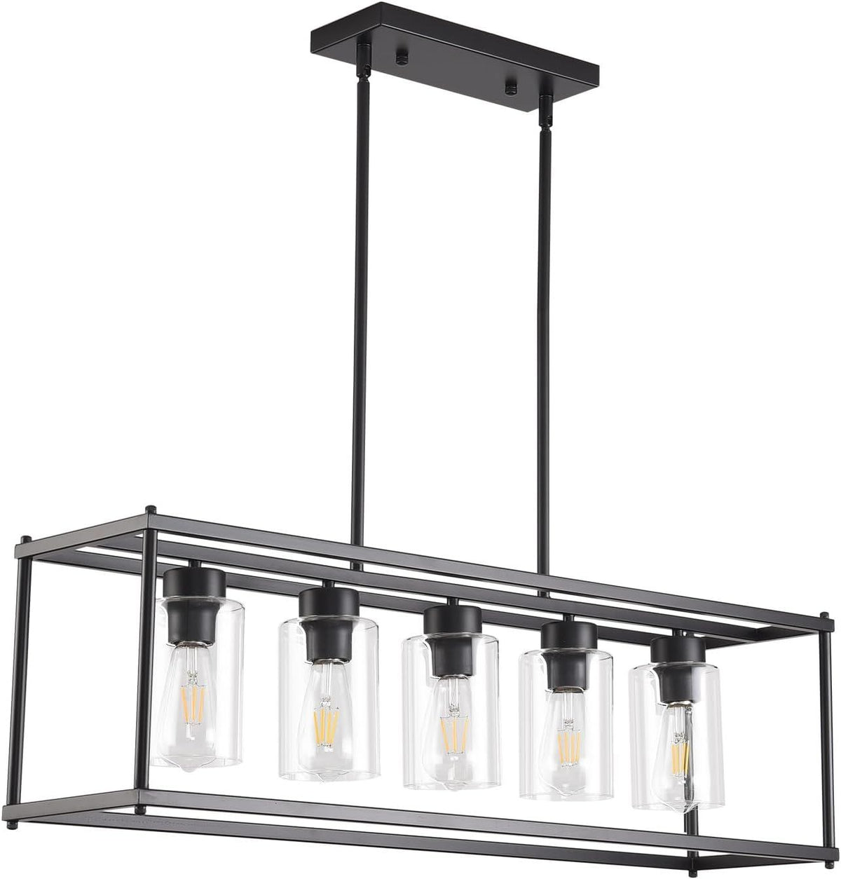 Black Rectangular Chandelier with Clear Shades
