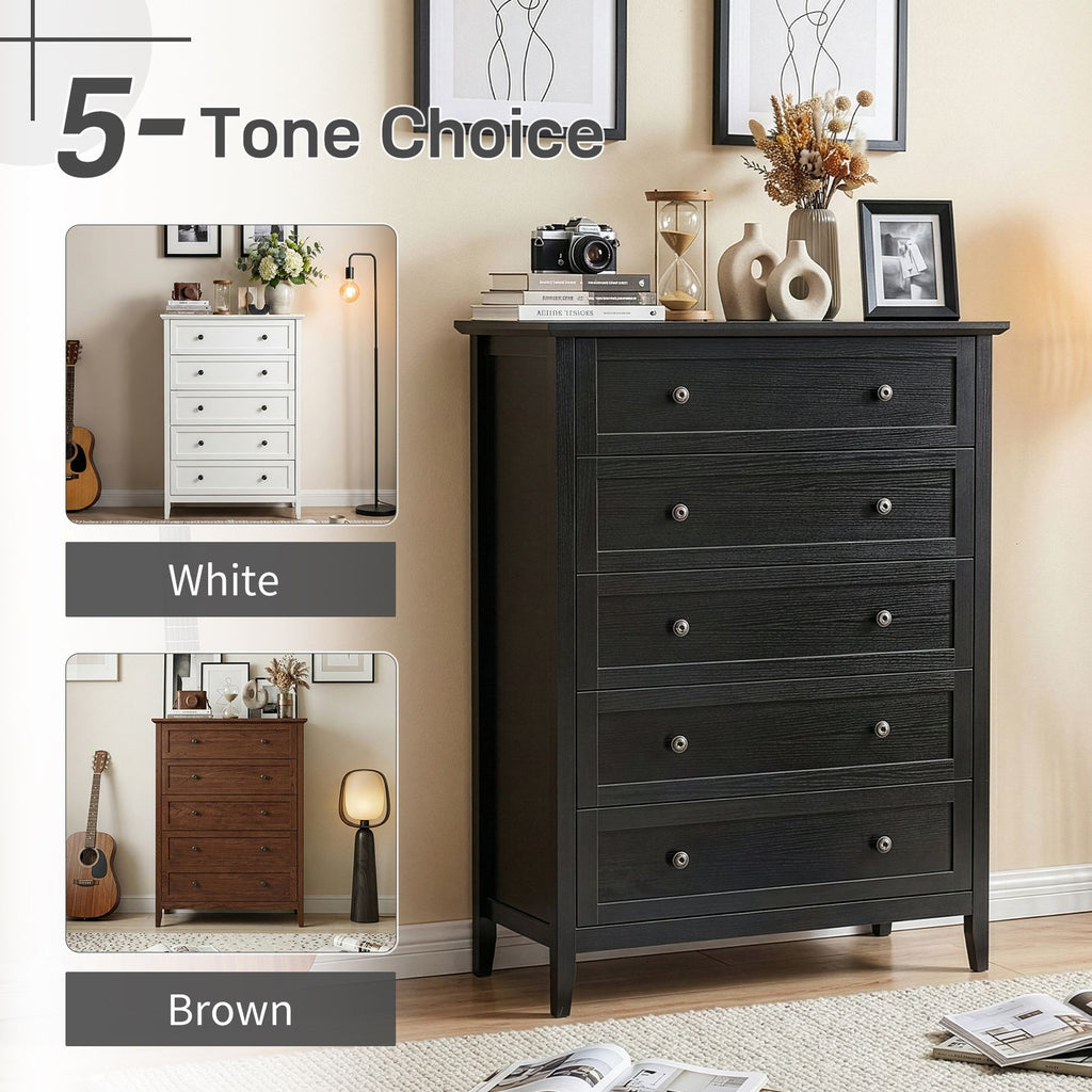 Black Embossed Five-Drawer Cabinet – Modern Storage for Any Room