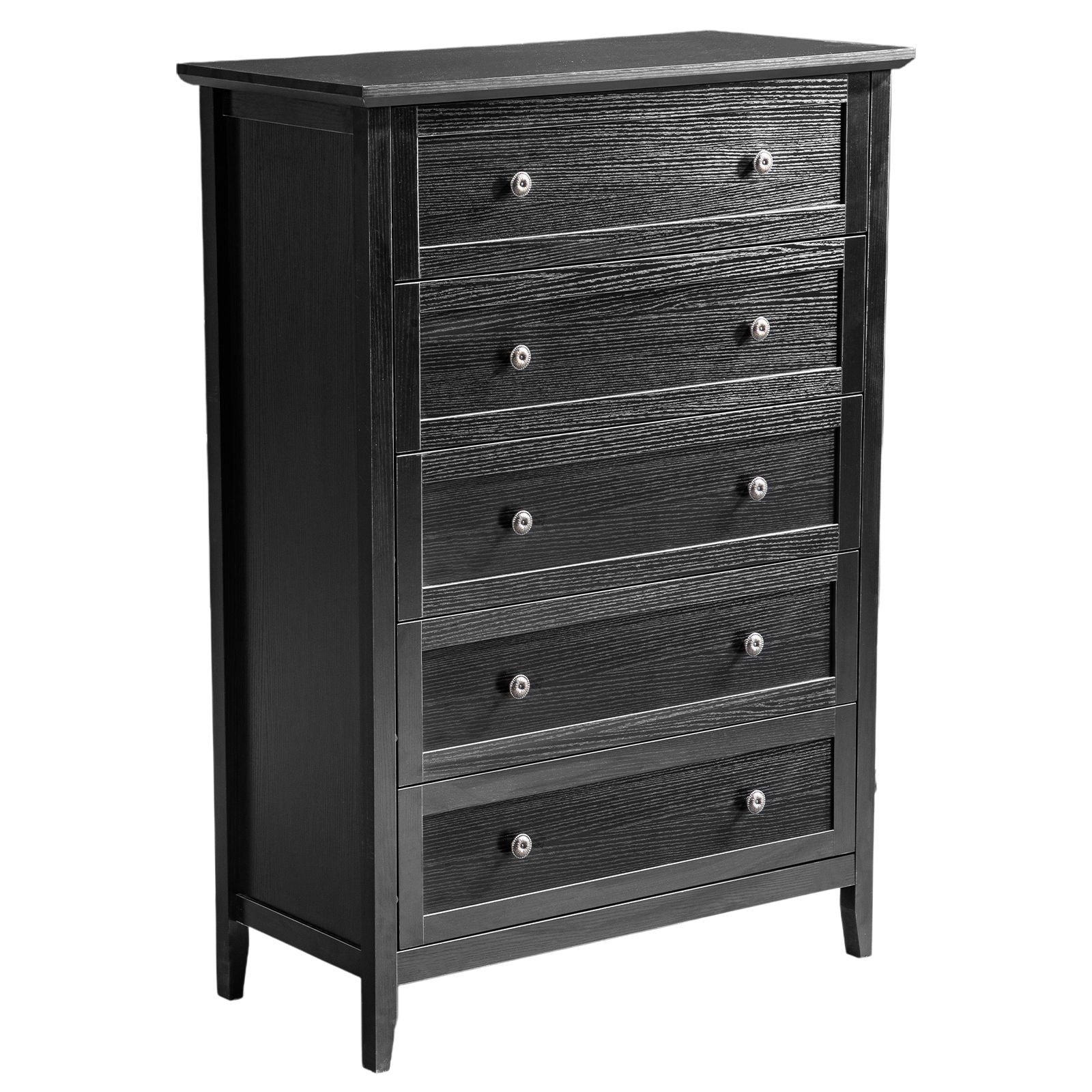 Black Embossed Five-Drawer Cabinet – Modern Storage for Any Room
