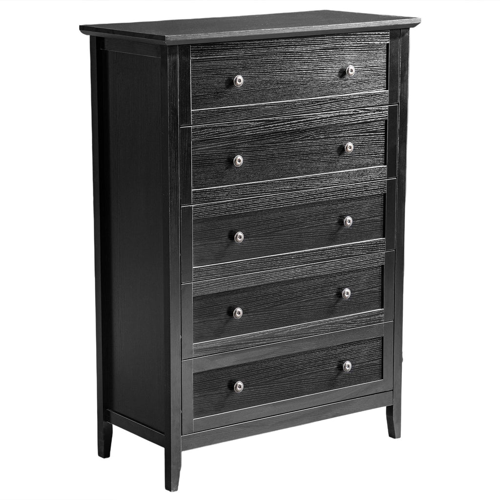 Black Embossed Five-Drawer Cabinet – Modern Storage for Any Room