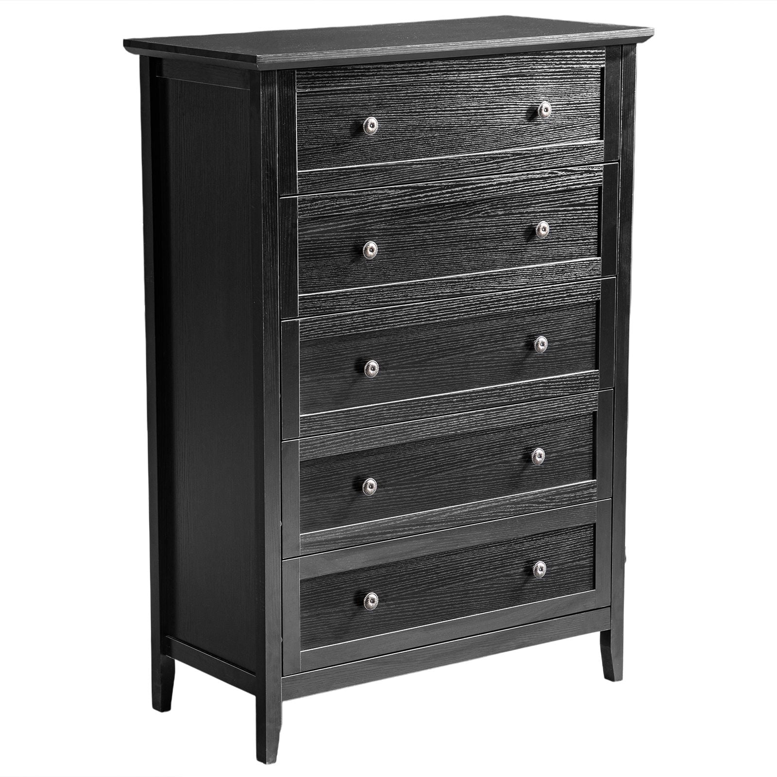 Black Embossed Five-Drawer Cabinet – Modern Storage for Any Room