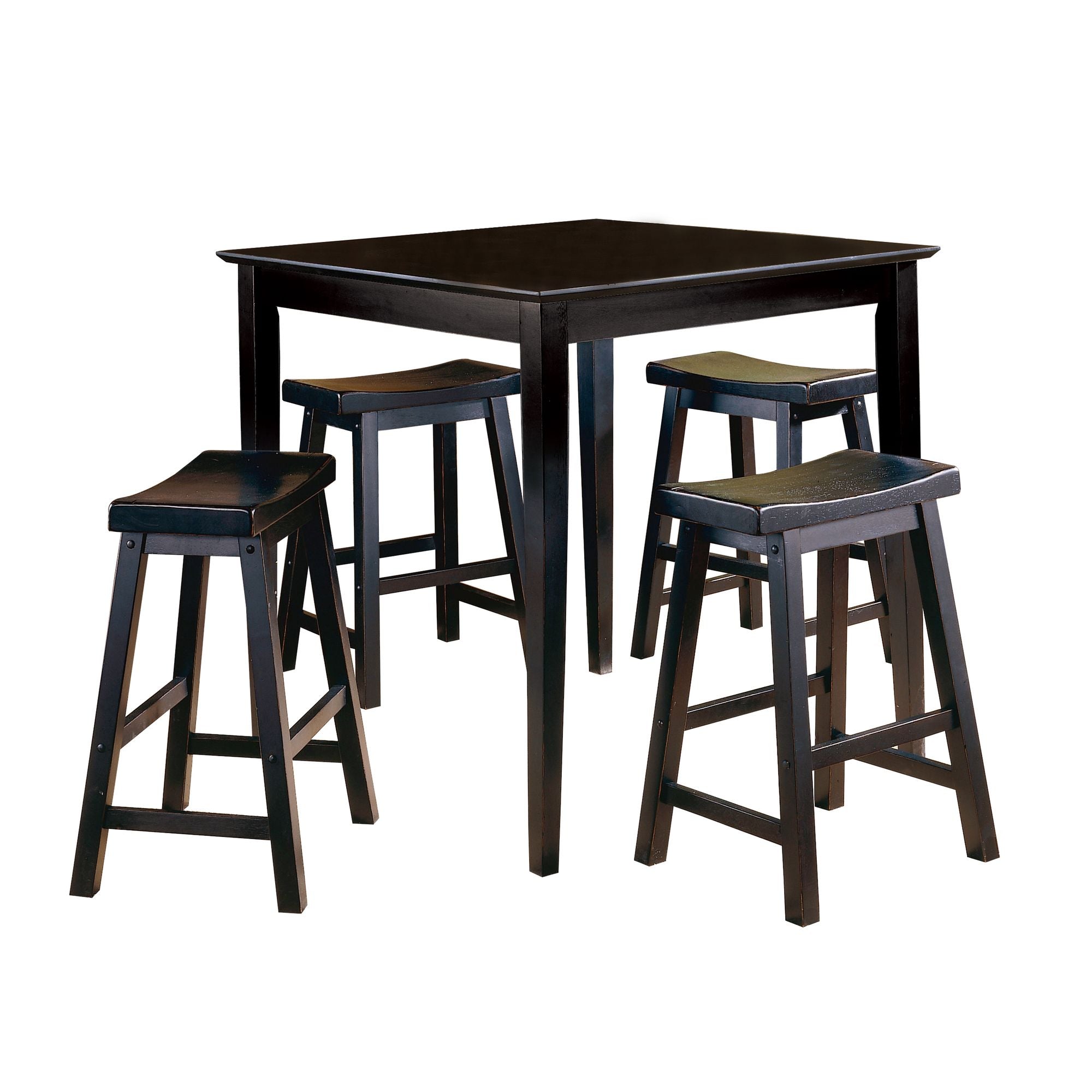 Black Saddle Seat Counter Stools, Set of Two