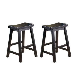 Black Saddle Seat Counter Stools, Set of Two