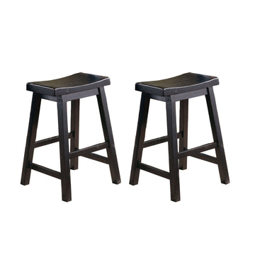 Black Saddle Seat Counter Stools, Set of Two