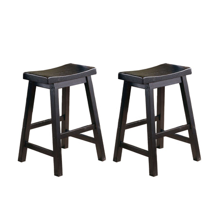 Black Saddle Seat Counter Stools, Set of Two
