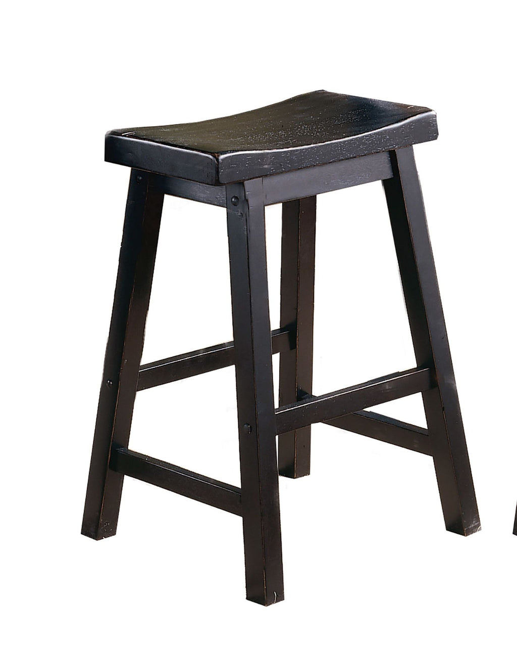 Black Saddle Seat Counter Stools, Set of Two