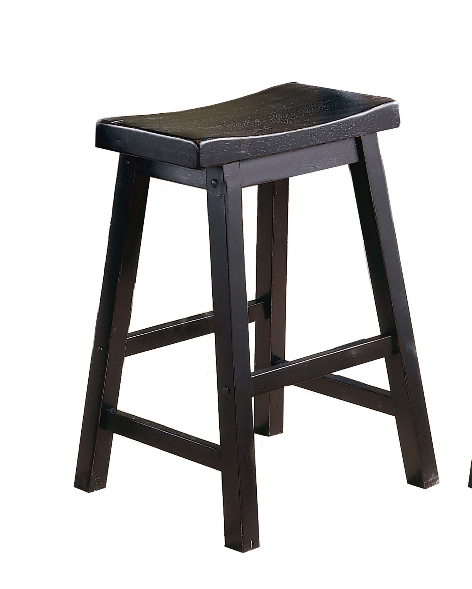 Black Saddle Seat Counter Stools, Set of Two