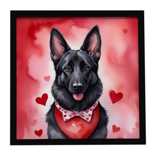 Black German Shepherd Valentine Framed Wall Art