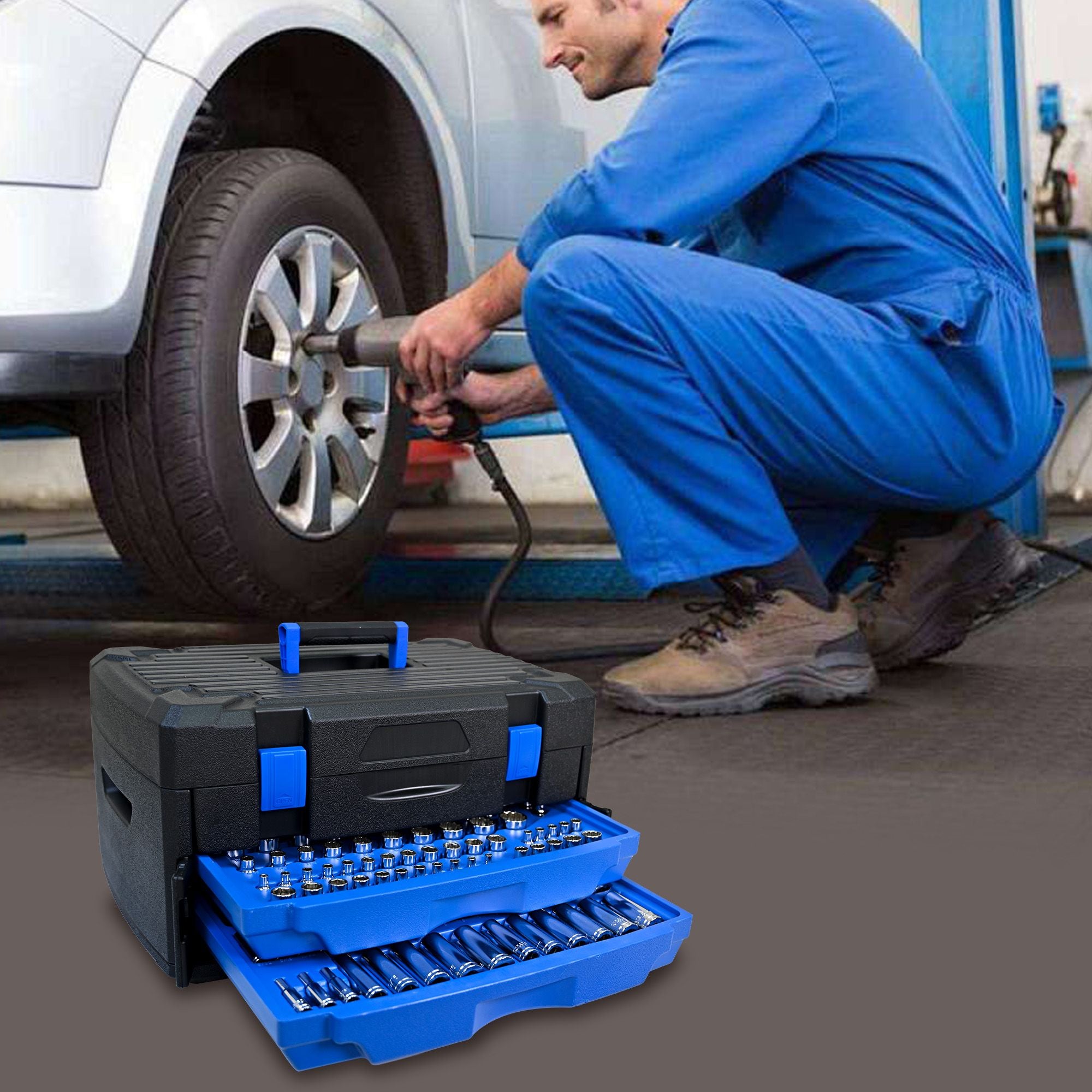 Portable Locking Toolbox with Multi-Purpose Tool Set