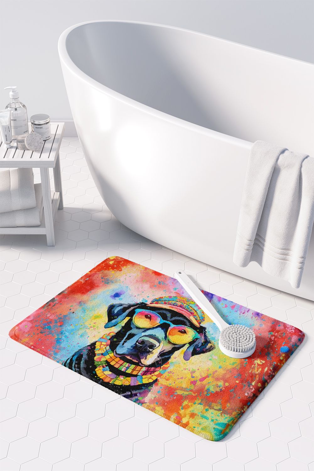 Black Labrador Hippie Dawg Cushioned Floor Mat