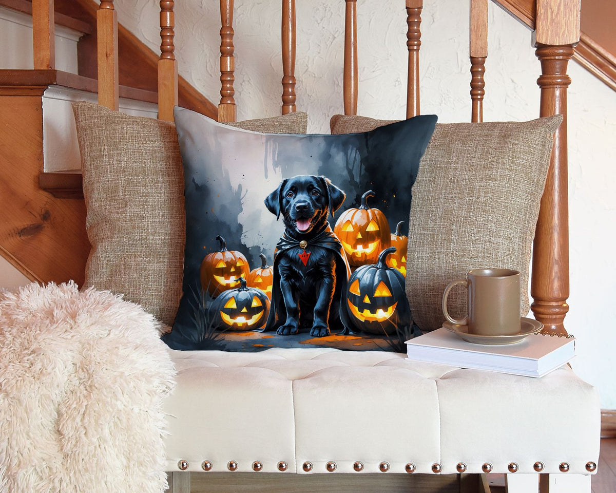 Black Labrador Puppy Halloween Accent Pillow