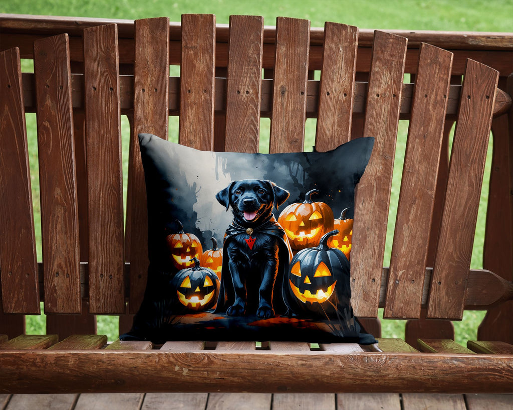 Black Labrador Puppy Halloween Accent Pillow