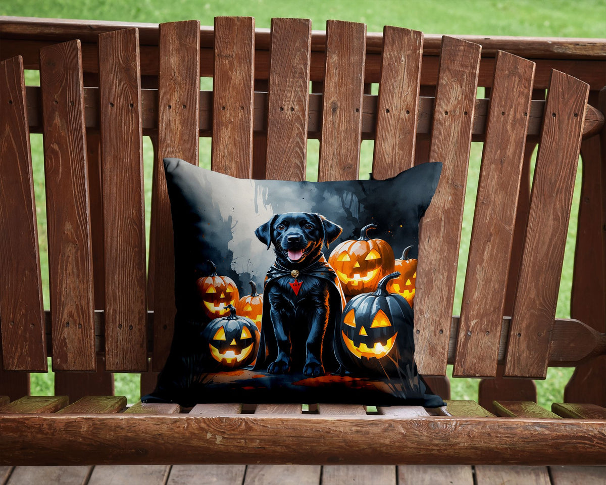 Black Labrador Puppy Halloween Accent Pillow