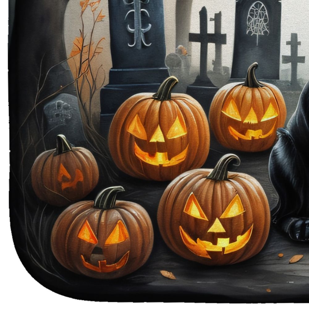 Black Labrador Retriever Halloween Dish Mat